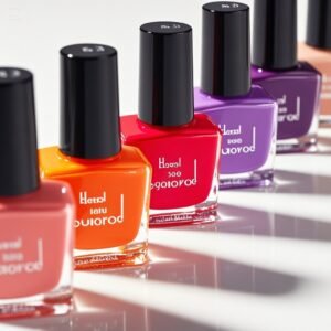 Comparing popular nail polish colors on a tester wheel 