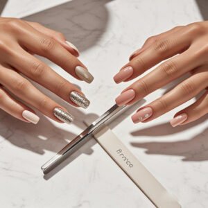 alt=acrylic vs. gel nails"– A comparison of acrylic and gel nail designs.