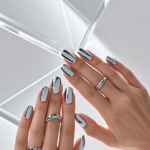alt="chrome nails at home" – A step-by-step guide to achieving chrome nails.