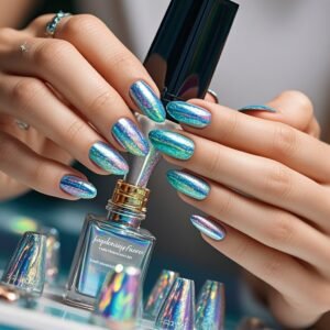 alt="holographic nails at home" – A guide to mastering holographic nail art.
