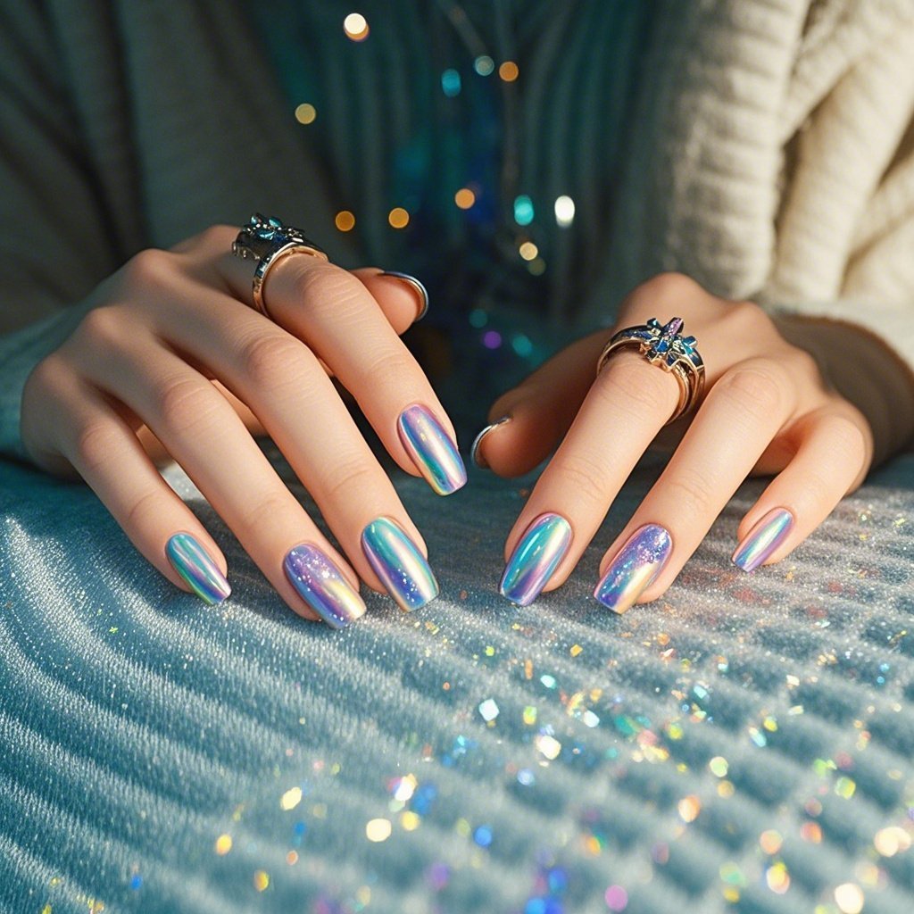 alt="holographic nails at home" – A guide to mastering holographic nail art.
