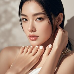 white pedicure for fair skin- Side-by-side swatches showing different white shades on light skin tones 