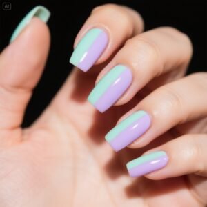  Color-Blocked French Tips