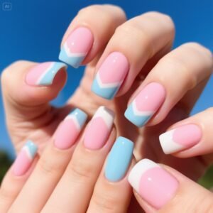  Color-Blocked French Tips