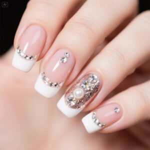 French Manicure with Embellishments (Special Occasion Nails)