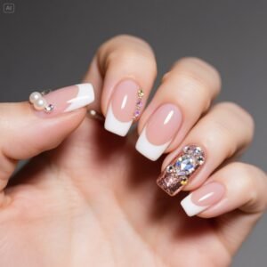French Manicure with Embellishments (Special Occasion Nails)
