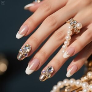 French Manicure with Embellishments (Special Occasion Nails)