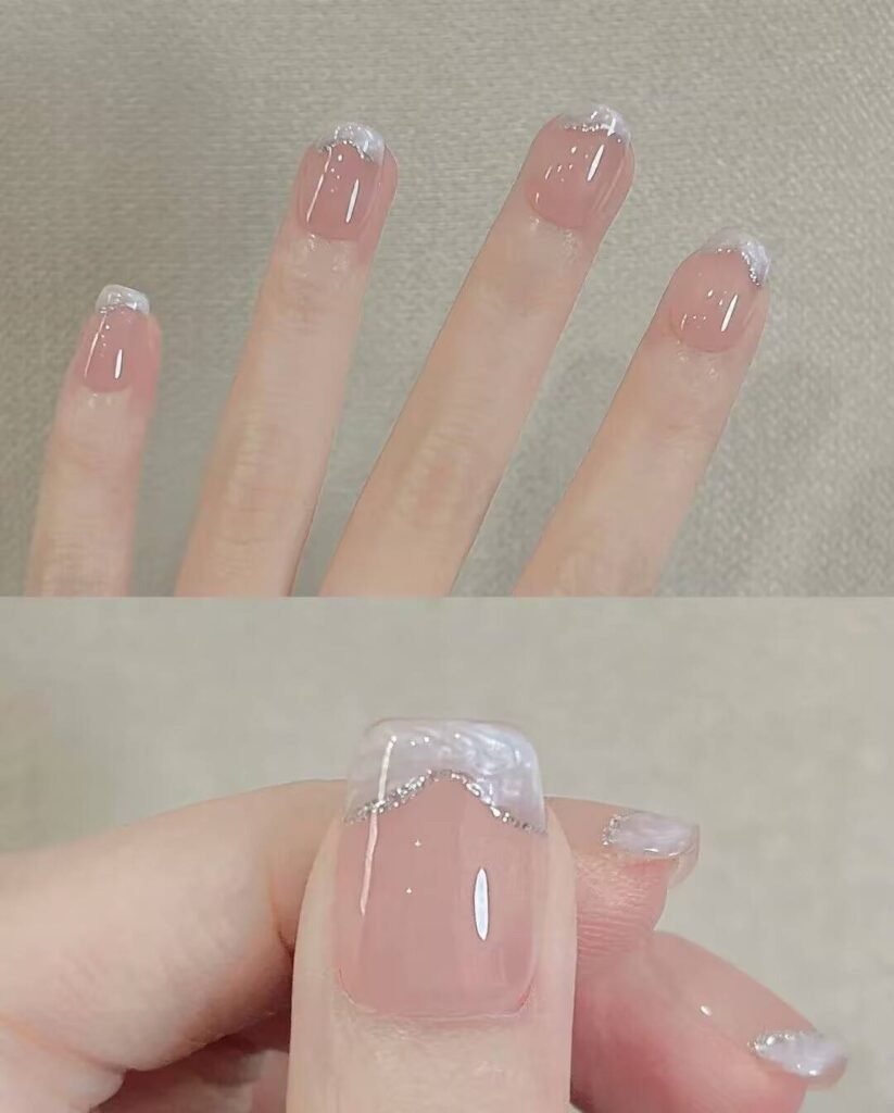 2025 nail trends short nails: Chic Short Nails with Minimalist Art, Neutral Tones & Metallic Accents. Perfect for Effortless Elegance! ✨ #ShortNails #NailTrends2025