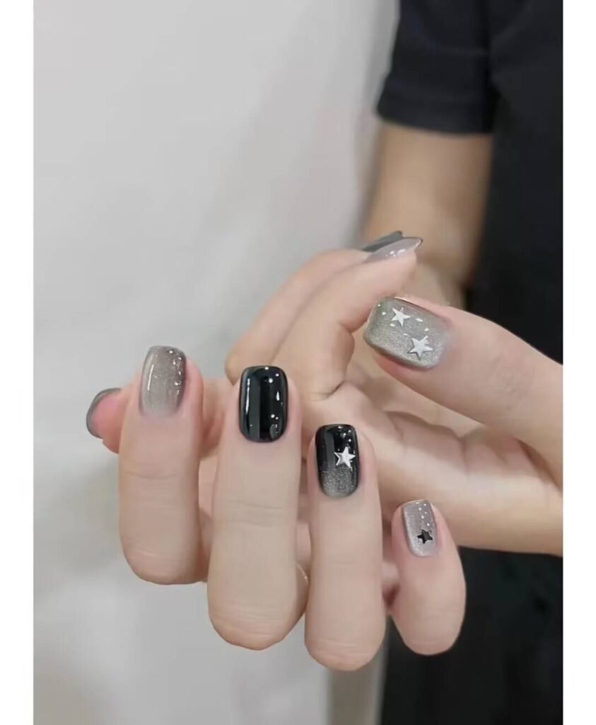 2025 nail trends short nails: Chic Short Nails with Minimalist Art, Neutral Tones & Metallic Accents. Perfect for Effortless Elegance! ✨ #ShortNails #NailTrends2025