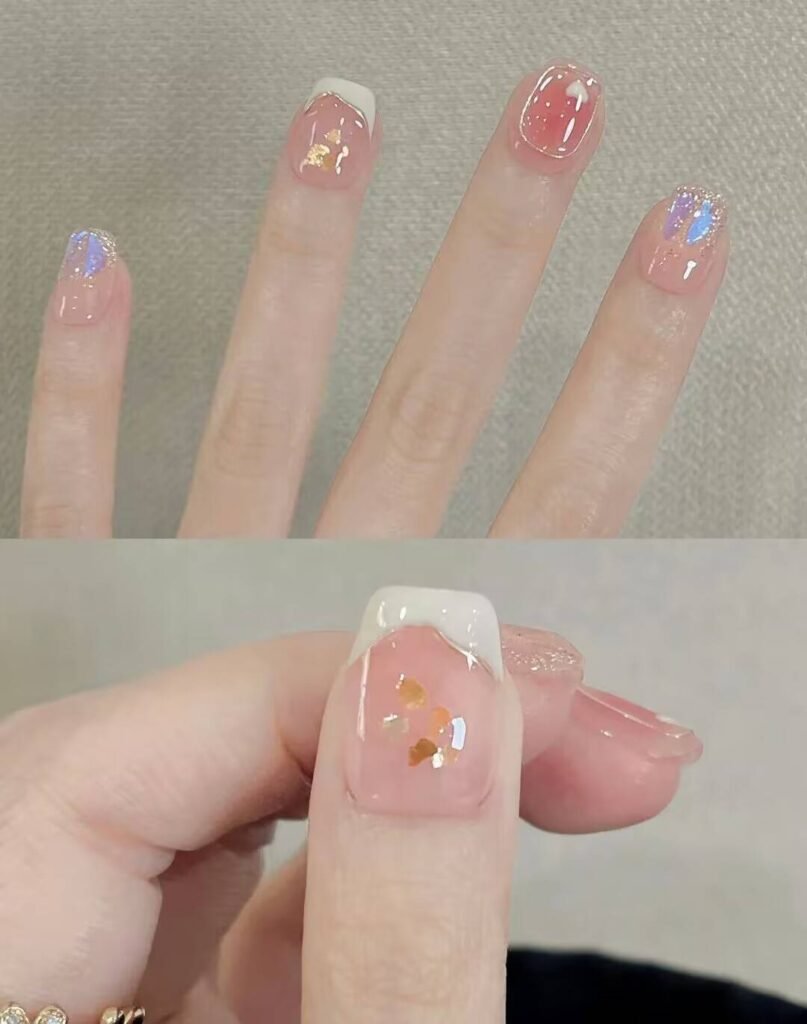 2025 nail trends short nails: Chic Short Nails with Minimalist Art, Neutral Tones & Metallic Accents. Perfect for Effortless Elegance! ✨ #ShortNails #NailTrends2025