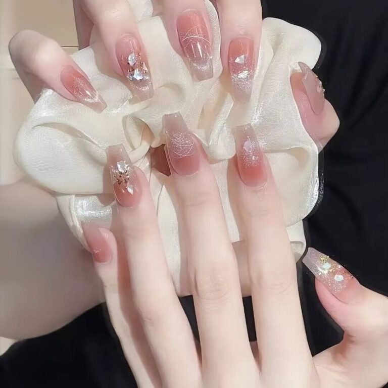 About | Classy Nail Art & Care 7 2025 short nails for fair skin: muted blush, pearlized chrome accents + square shapes. Lavender-gray French tips enhance pale complexions with cool undertones.