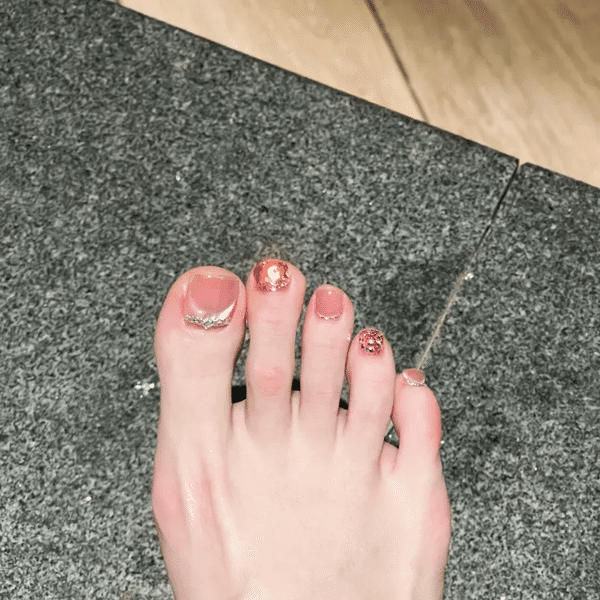 Diamond pedicure designs 2025：Sweet Fairy: Pink Light Therapy & Crushed Diamonds