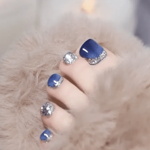 Diamond pedicure designs 2025：Galactic Glam: Nebula Chrome Pedicure