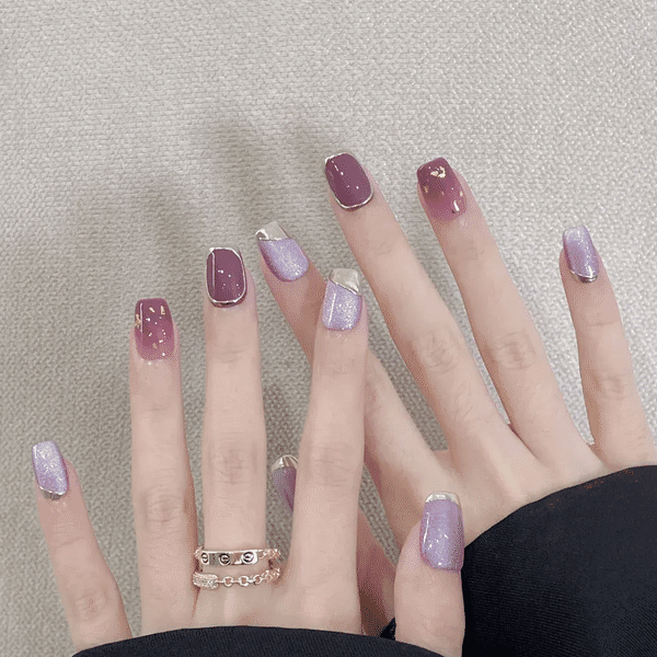 Dreamy Nail Designs 2025: Office-Approved & Hand-Whitening Styles from Seoul to NYC 10 "Dreamy Nail Designs 2025: pearlescent lavender nails with gold foil and minimalist line art, inspired by Seoul trends"