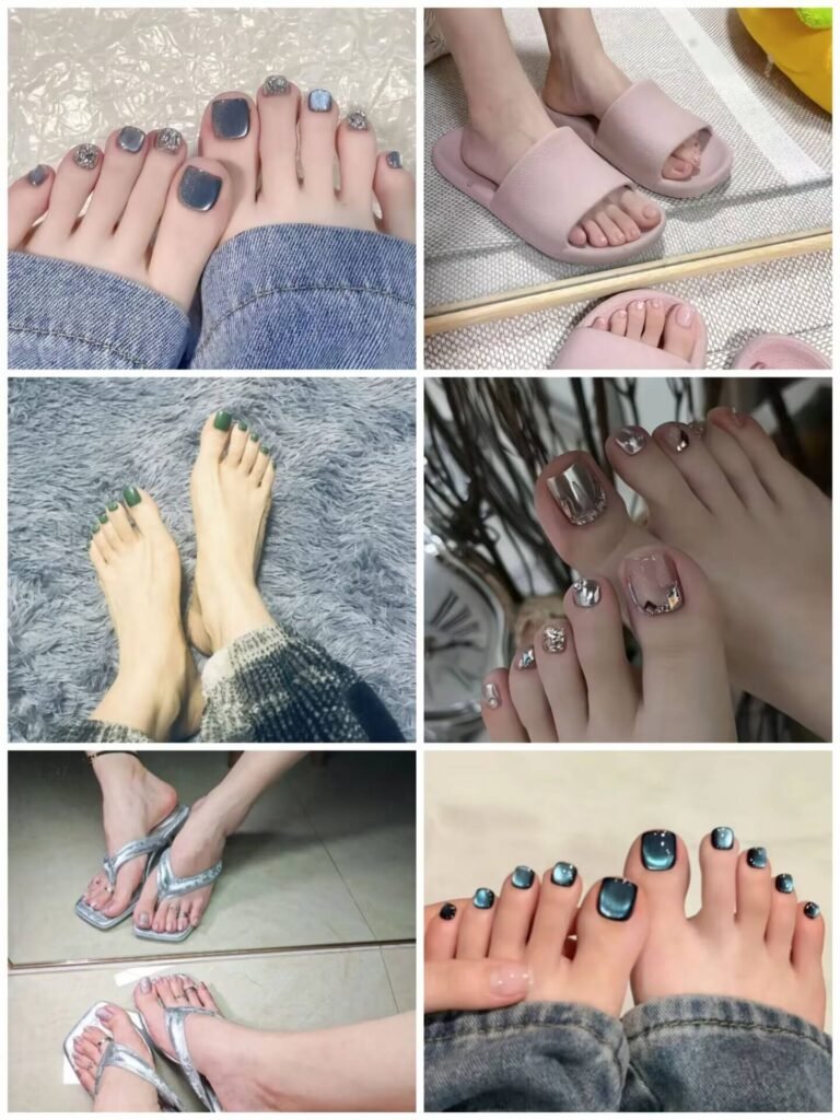 "Luxury foot nail art 2025   : Elegant gold & crystal designs for high-end pedicures. Trendy metallic accents and minimalist chic styles."