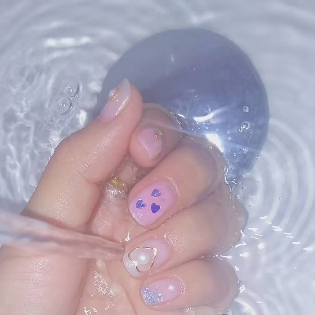 Summer nail trends for fair skin:Jelly cream nails on fair skin - natural sunlight swatch