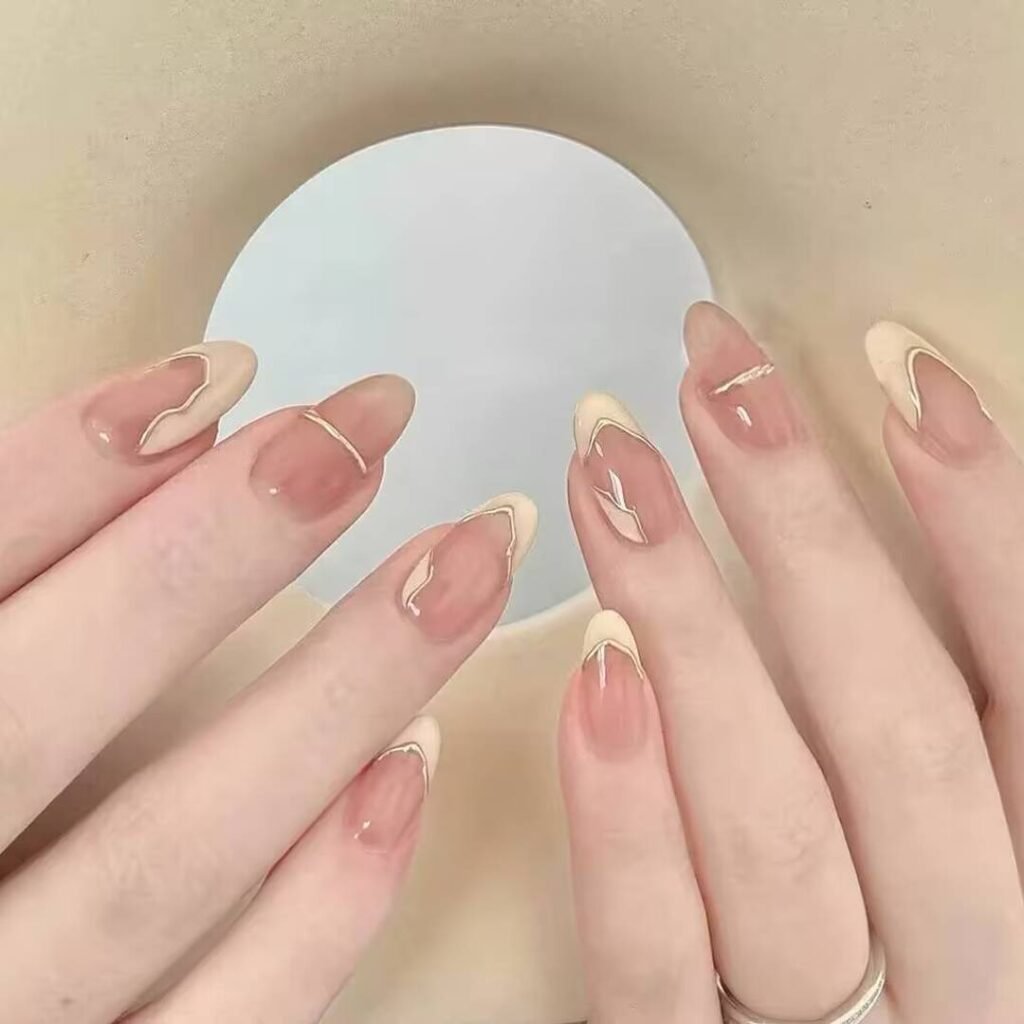 "Icy translucent nails with delicate shimmer, showcasing the latest ice translucent nail trends in glossy, frosty elegance."