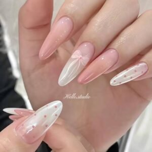 "Icy translucent nails with delicate shimmer, showcasing the latest ice translucent nail trends in glossy, frosty elegance."