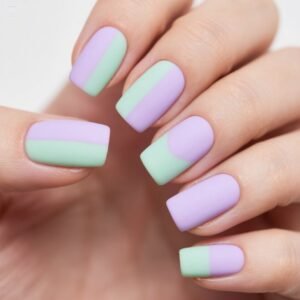"Soft mist milk tea French nails with rounded edges for a delicate look"
