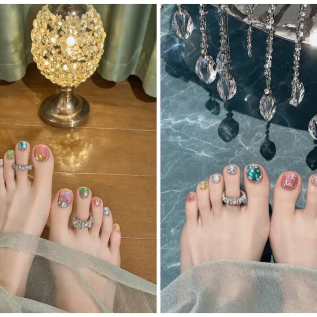 "Trendy Japanese pedicure designs 2025 – minimalist florals, geometric patterns, and pearl accents for elegant nails. #JPNailArt2025 #JapanesePedicure"