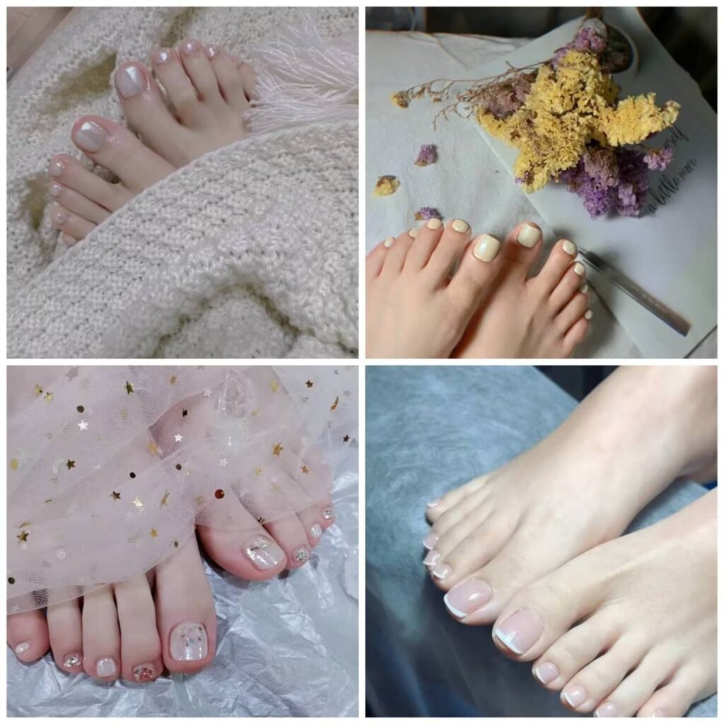 "Trendy Japanese pedicure designs 2025 – minimalist florals, geometric patterns, and pearl accents for elegant nails. #JPNailArt2025 #JapanesePedicure"