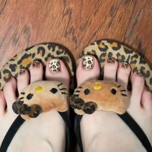 INS inspired toe nail art：Holographic French pedicure on tan feet at beach