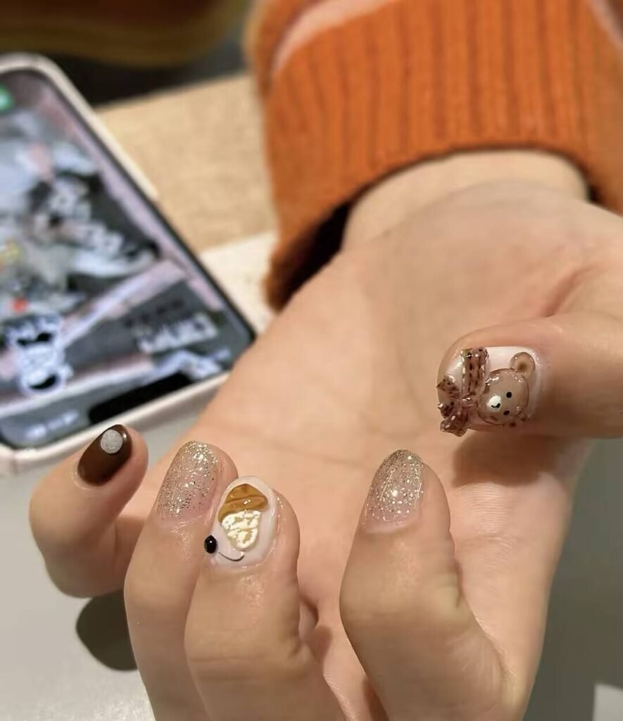 "Meteor Shower Glitter Nails for Party Occasions"
