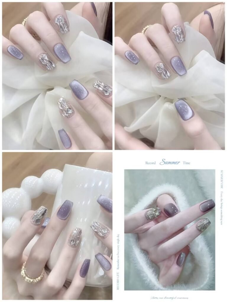 "Office Appropriate Nails: Minimalist Jellyfish Blue Design"