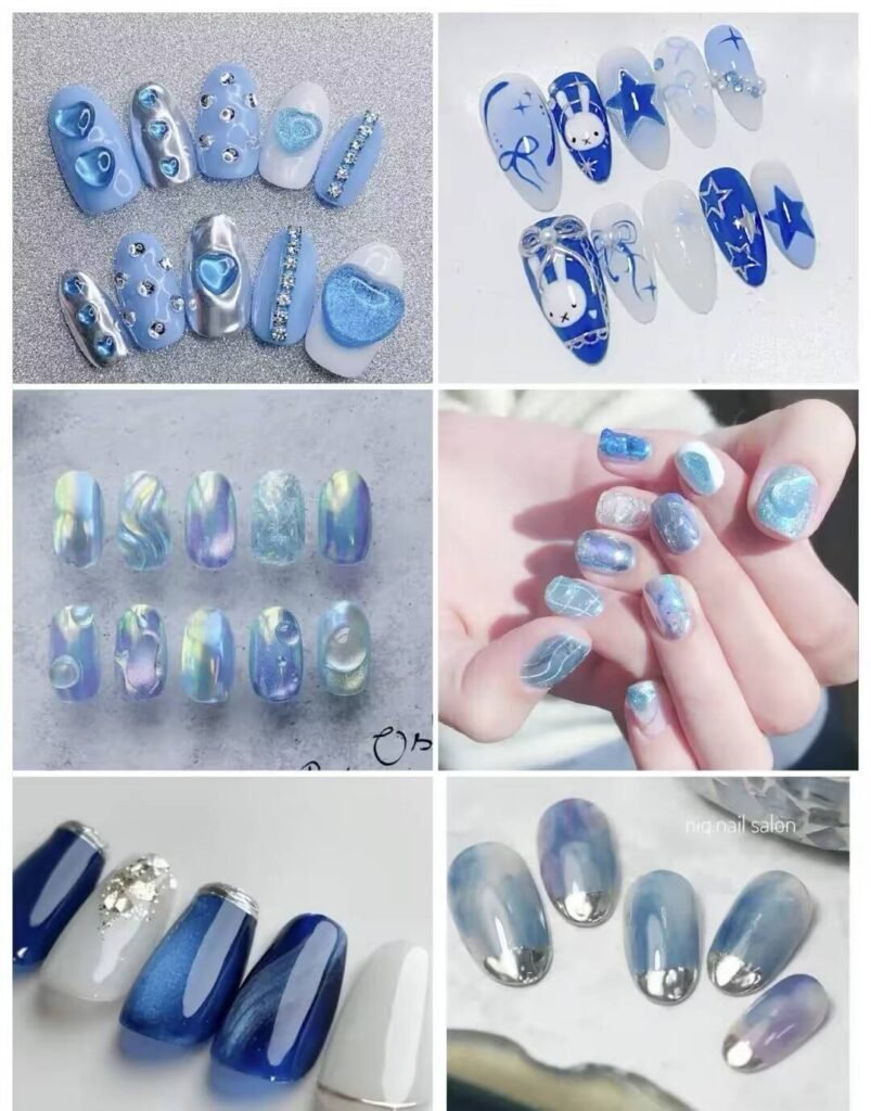 "Jellyfish Blue Nails with Glazed Finish Tutorial"