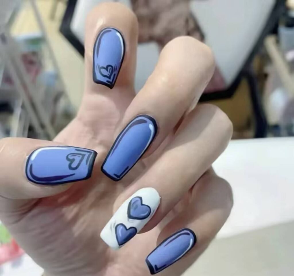 "Office Appropriate Nails: Minimalist Jellyfish Blue Design"