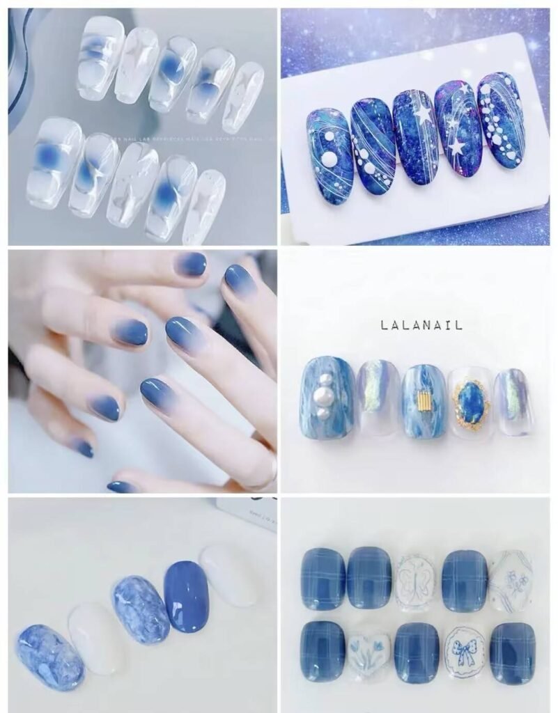 "Jellyfish Blue Nails with Glazed Finish Tutorial"