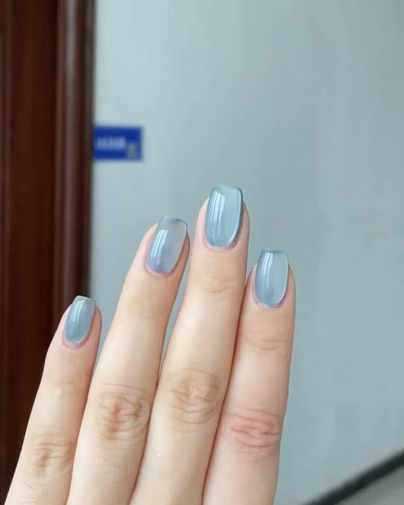 "Jellyfish Blue Nails with Glazed Finish Tutorial"