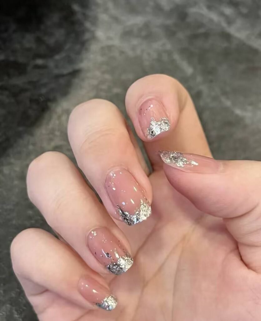 "Meteor Shower Glitter Nails for Party Occasions"