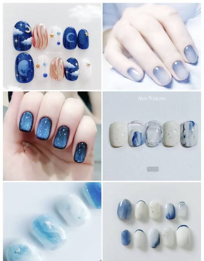 "Jellyfish Blue Nails with Glazed Finish Tutorial"