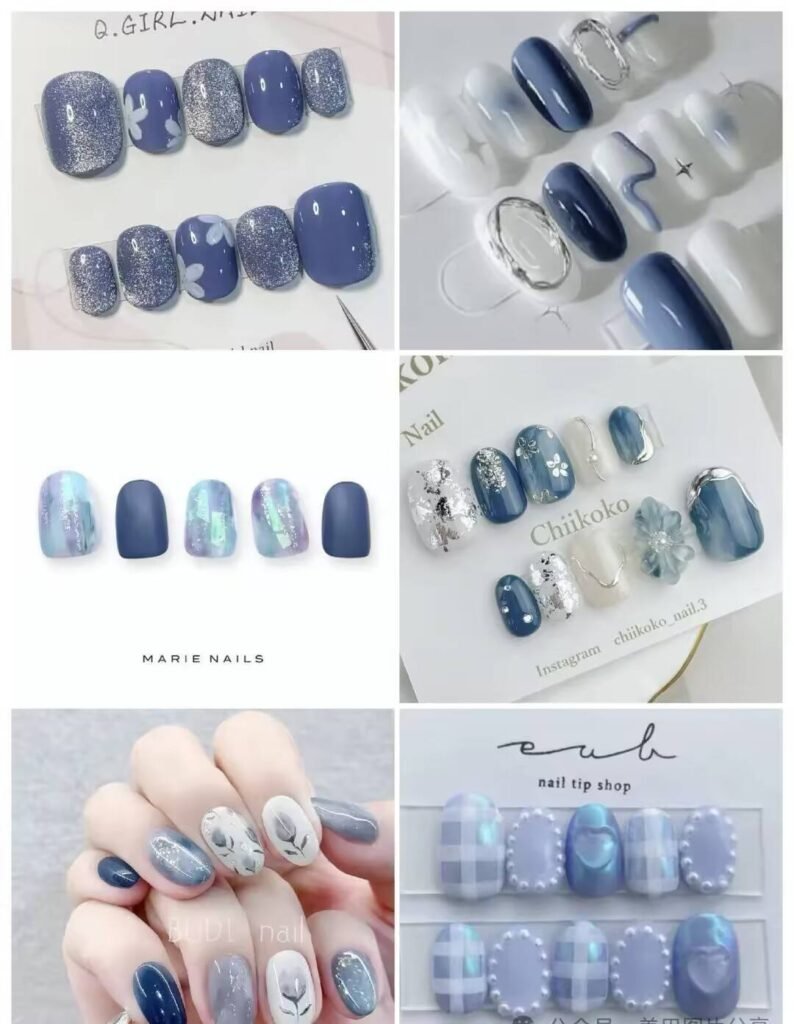 "Jellyfish Blue Nails with Glazed Finish Tutorial"