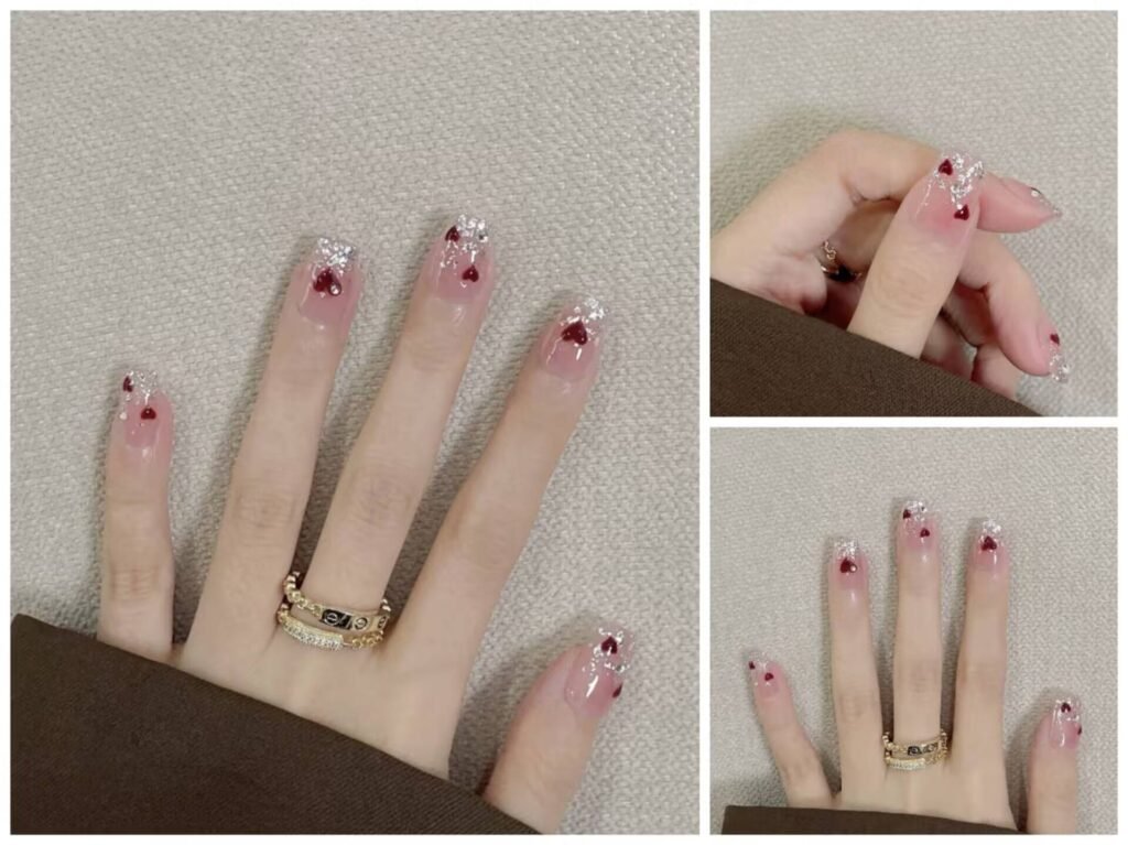 "Meteor Shower Glitter Nails for Party Occasions"