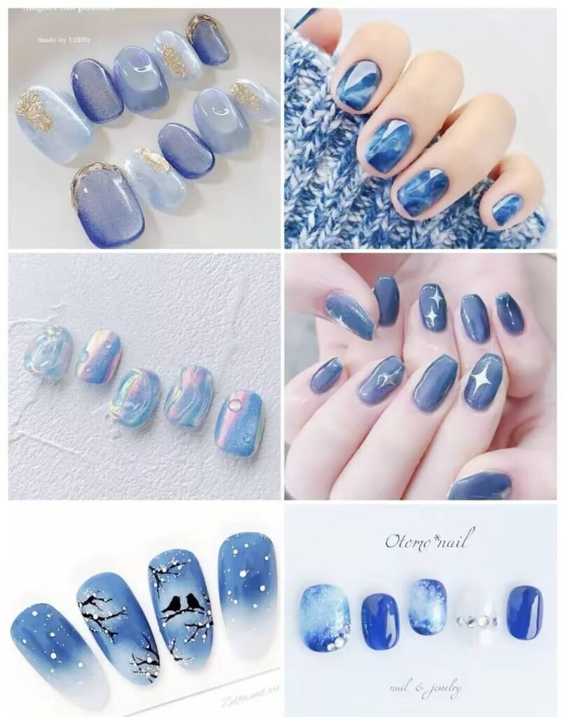 "Jellyfish Blue Nails with Glazed Finish Tutorial"