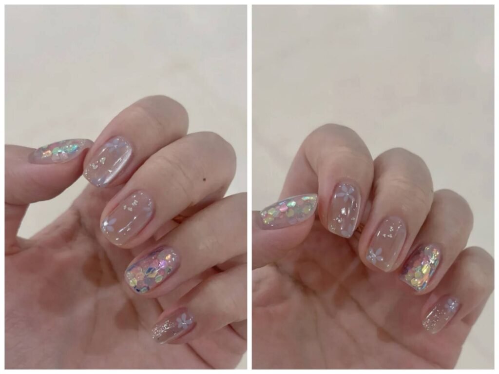 "Meteor Shower Glitter Nails for Party Occasions"