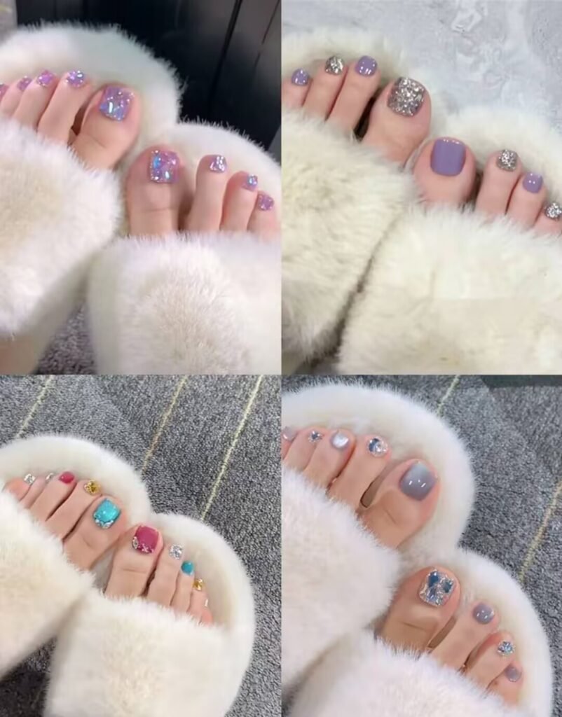Short luxury pedicure nail art designs