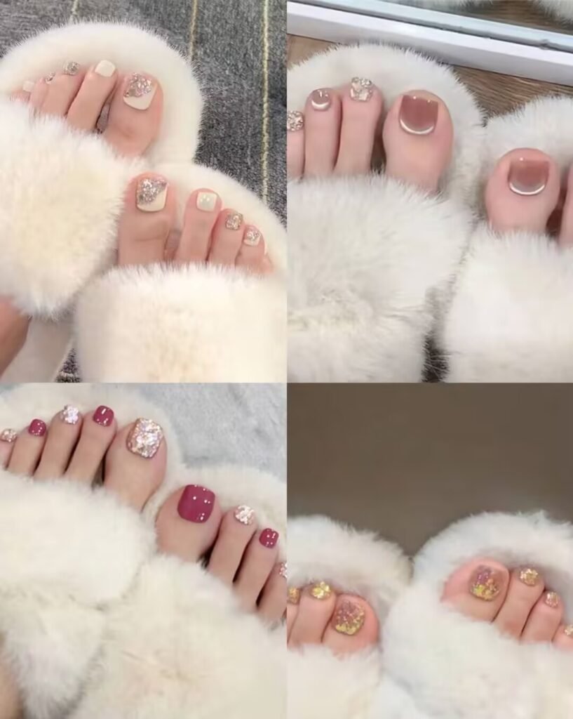 Short luxury pedicure nail art designs