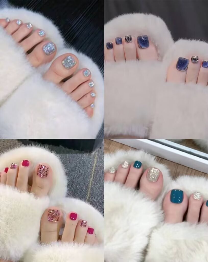 Short luxury pedicure nail art designs