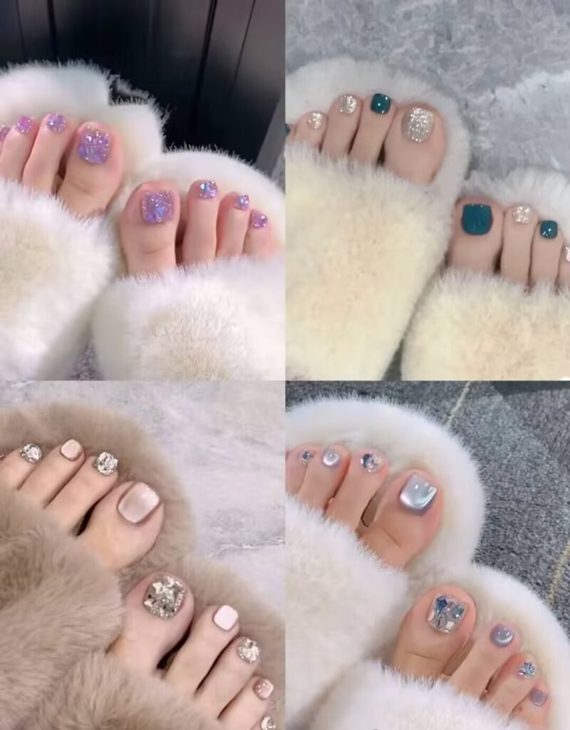 Short luxury pedicure nail art designs
