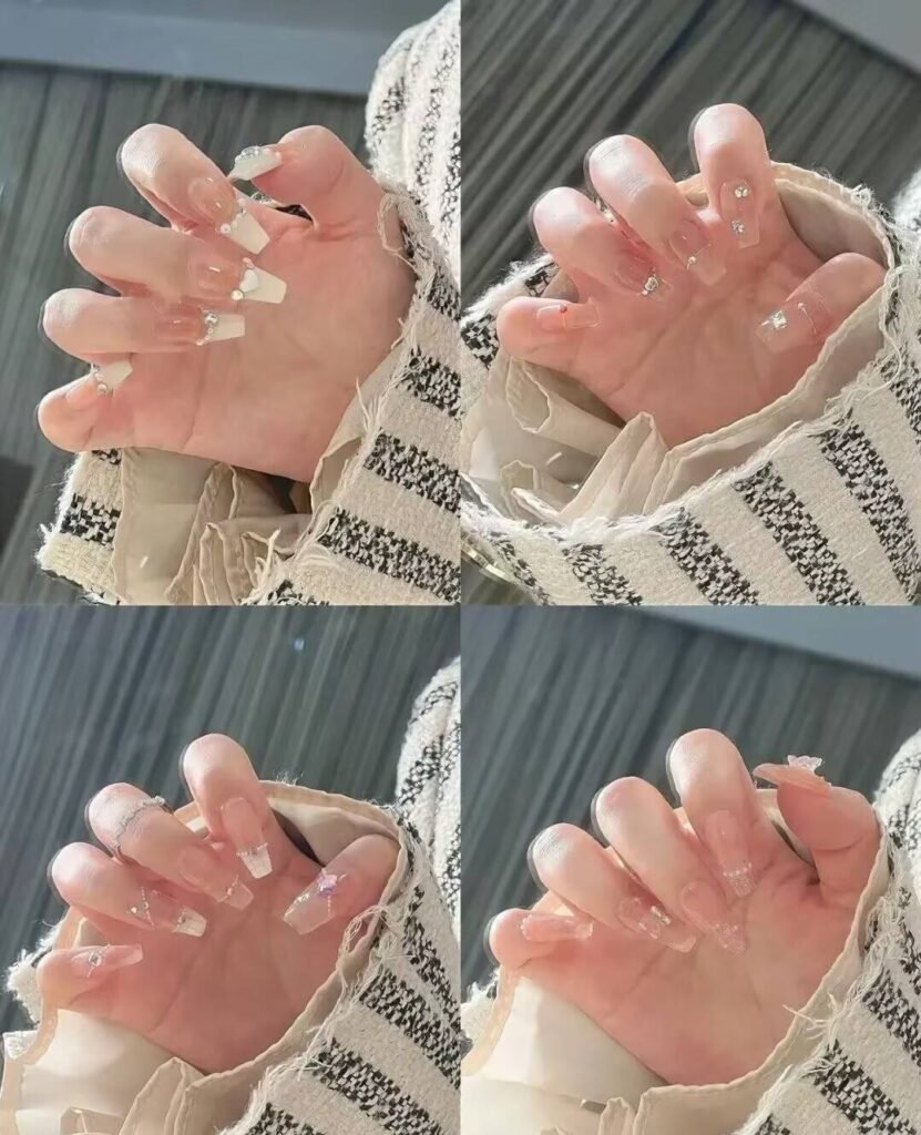 "Cream Shell White Pedicure with minimalist pearl finish - clean toe nail aesthetic" 