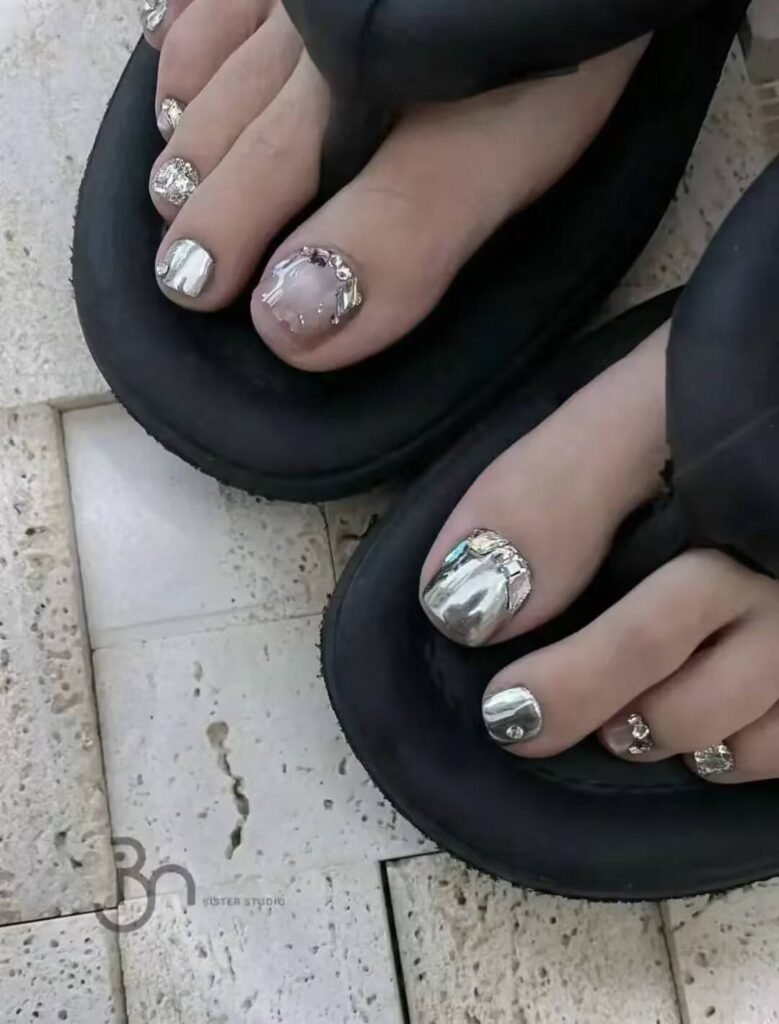 Ultimate Summer Pedicure Trends:"milky white minimalist pedicure with sandals"