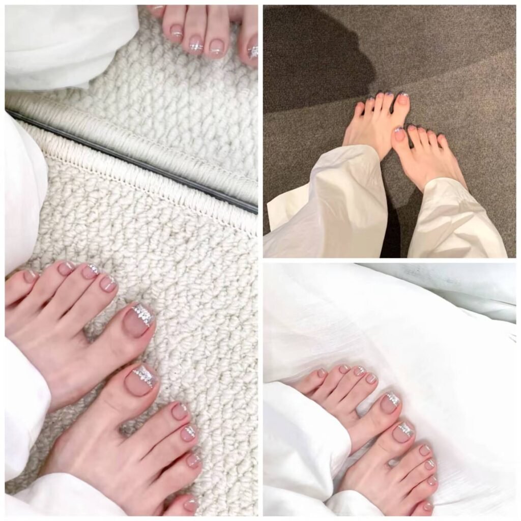 Cozy and luxurious winter pedicure styles 2025 with rich jewel tones and frosty metallic details.