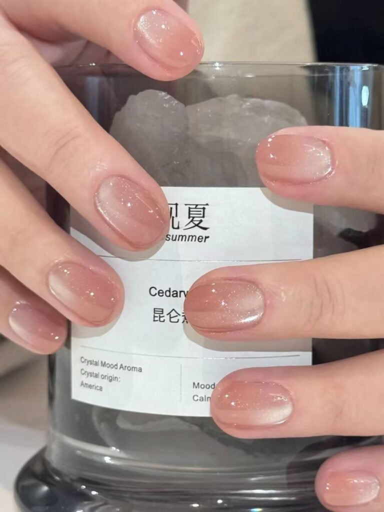 ethereal core nail designs:[Cafe photography nail art for small hands] - Glazed glass nails with slimming effect