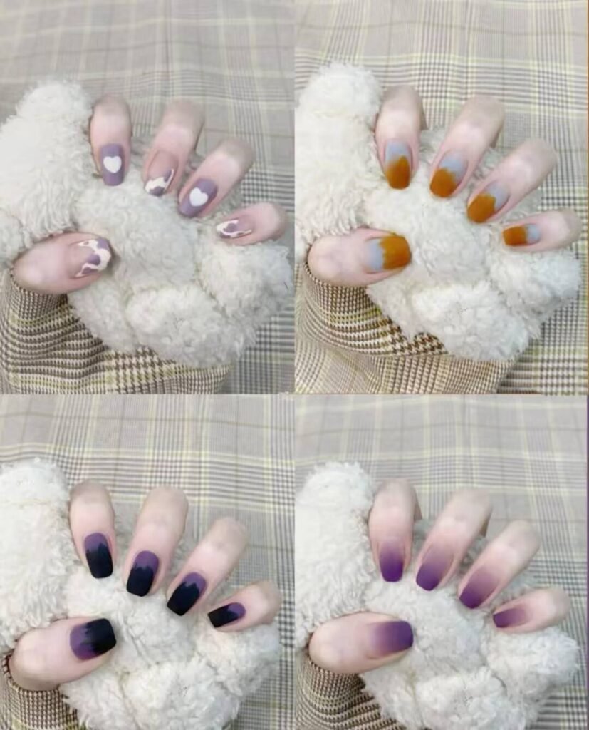Short, elegant nail designs featuring minimalist styles like French tips, soft nude polish, and delicate gold accents on natural nails.