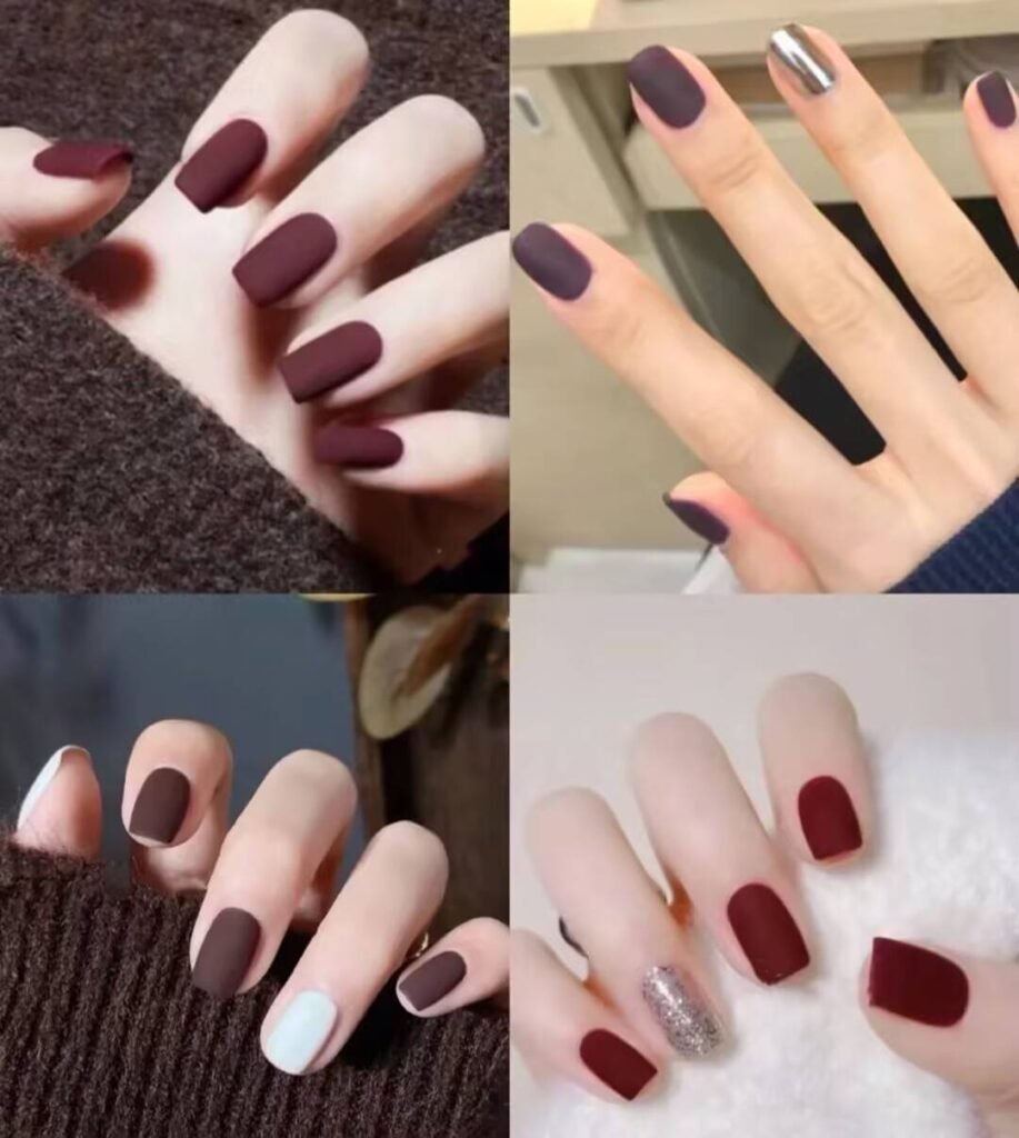 Short, elegant nail designs featuring minimalist styles like French tips, soft nude polish, and delicate gold accents on natural nails.
