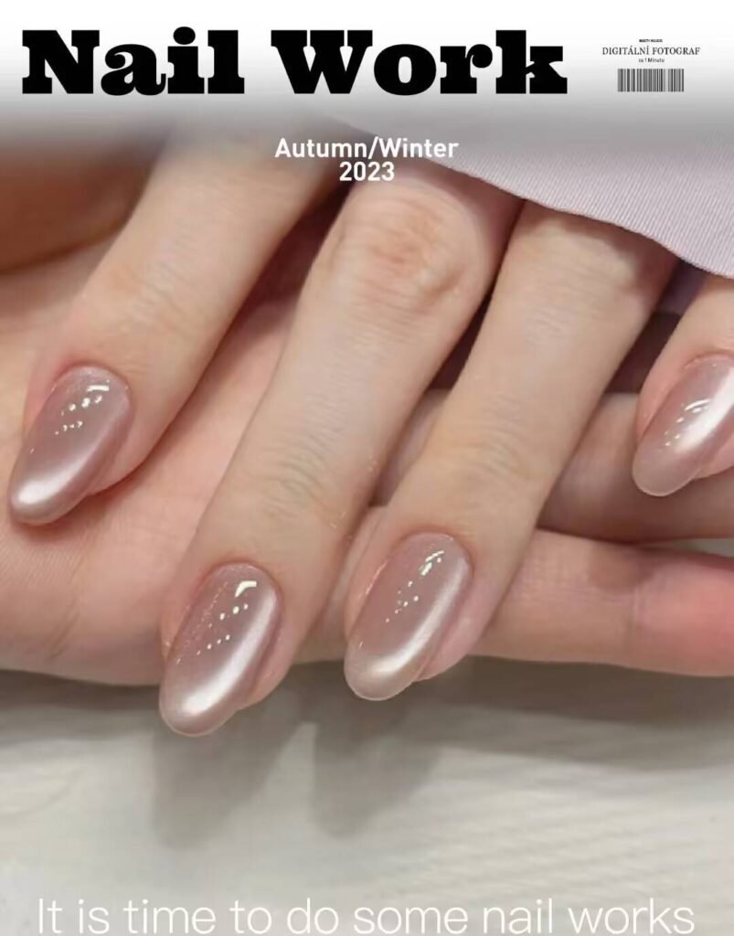 Short, elegant nail designs featuring minimalist styles like French tips, soft nude polish, and delicate gold accents on natural nails.