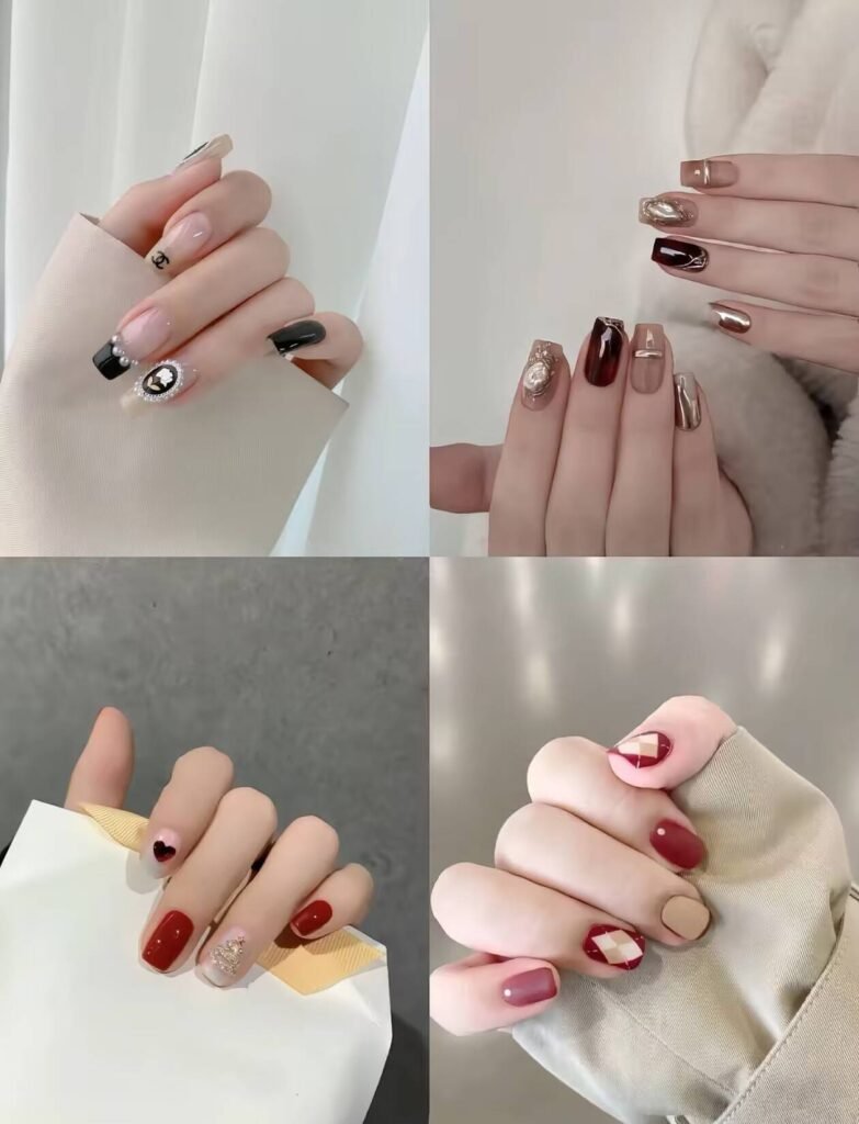 Minimalist spring nail 2025 trends: sheer blush base with subtle chrome half-moon accents.